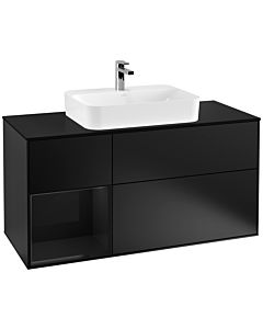 Villeroy und Boch Finion Villeroy und Boch F412PHPD 120cm, couvercle noir mat, étagère gauche Glossy Black Lacquer , laqué noir mat