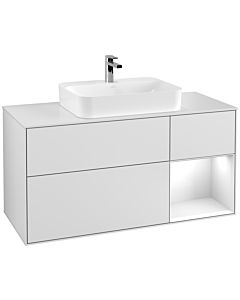Villeroy und Boch Finion Villeroy und Boch Finion F421GFMT 120cm, cover plate white matt, shelf on the right Glossy white lacquer, white matt lacquer