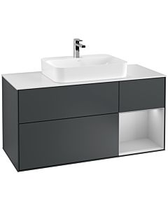 Villeroy und Boch Finion Villeroy und Boch F421GJHG 120cm, couvercle blanc mat, étagère droite gris clair mat, Midnight Blue Matt Lacquer