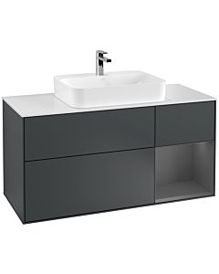 Villeroy und Boch Finion Villeroy und Boch F421GKHG 120cm, plaque de recouvrement blanc mat, étagère droite anthracite mat, Midnight Blue Matt Lacquer