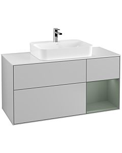 Villeroy und Boch Finion Villeroy und Boch Finion F421GMGJ 120cm, cover plate white matt, shelf on the right Olive Matt Lacquer , light gray matt
