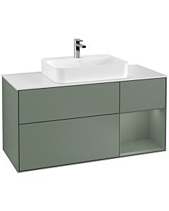 Villeroy und Boch Finion Villeroy und Boch Finion F421GMGM 120cm, cover plate white matt, shelf on the right Olive Matt Lacquer , Olive Matt Lacquer
