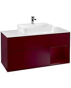 Villeroy und Boch Finion Villeroy und Boch F421HBHB 120cm, plaque de finition blanc mat, étagère à droite Peony , Peony Matt