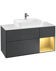 Villeroy und Boch Finion Villeroy und Boch Finion F421HFHG 120cm, cover plate white matt, shelf on the right gold matt, midnight Blue Matt Lacquer