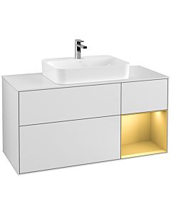 Villeroy und Boch Finion Villeroy und Boch Finion F421HFMT 120cm, cover plate white matt, shelf on the right gold matt, white matt lacquer