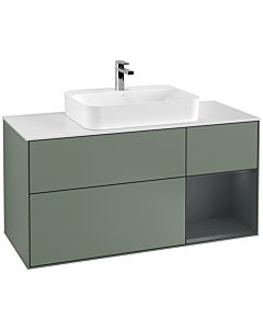 Villeroy und Boch Finion Villeroy und Boch F421HGGM 120cm, plaque de finition blanc mat, étagère à droite Midnight Blue Matt Lacquer , Olive Matt Lacquer