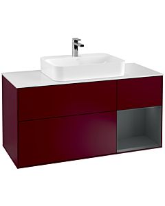 Villeroy und Boch Finion Villeroy und Boch F421HGHB 120cm, plaque de finition blanc mat, étagère à droite Midnight Blue Matt Lacquer , Peony Matt