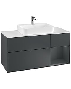 Villeroy und Boch Finion Waschtischunterschrank F421HGHG 120cm, Abdeckplatte white matt, Regal rechts Midnight Blue Matt Lacquer, Midnight Blue Matt Lacquer