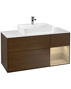 Villeroy und Boch Finion Villeroy und Boch F421PCGN 120cm, plaque de finition blanc mat, étagère à droite Oak Veneer , placage Oak Veneer