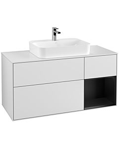 Villeroy und Boch Finion Villeroy und Boch Finion F421PDMT 120cm, cover plate white matt, shelf on the right black matt lacquer, white matt lacquer