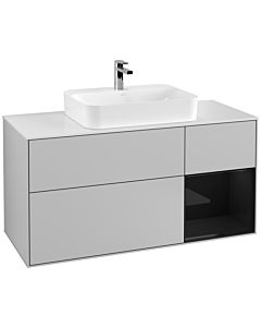 Villeroy und Boch Finion Villeroy und Boch Finion F421PHGJ 120cm, cover plate white matt, shelf on the right Glossy Black Lacquer , light gray matt