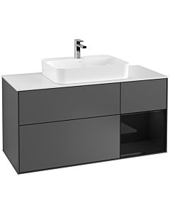 Villeroy und Boch Finion Villeroy und Boch Finion F421PHGK 120cm, cover plate white matt, shelf on the right Glossy Black Lacquer , anthracite matt