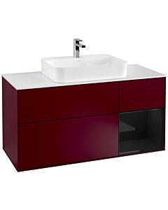 Villeroy und Boch Finion Villeroy und Boch Finion F421PHHB 120cm, cover plate white matt, shelf on the right Glossy Black Lacquer , Peony Matt