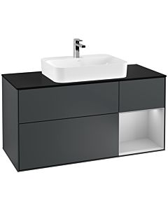 Villeroy und Boch Finion Villeroy und Boch Finion F422GJHG 120cm, cover plate black matt, shelf on the right light gray matt, midnight Blue Matt Lacquer