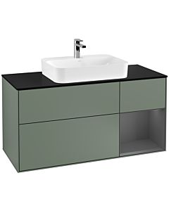 Villeroy und Boch Finion Villeroy und Boch F422GKGM 120cm, plaque de finition noir mat, étagère à droite Anthracite mat, Olive Matt Lacquer