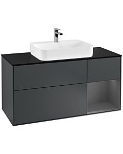 Villeroy und Boch Finion Villeroy und Boch F422GKHG 120cm, plaque de finition noir mat, étagère à droite Anthracite mat, Midnight Blue Matt Lacquer