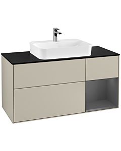 Villeroy und Boch Finion Villeroy und Boch F422GKHH 120cm, couvercle noir mat, étagère droite Anthracite mat, Sand Matt Lacquer