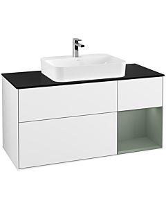Villeroy und Boch Finion Villeroy und Boch Finion F422GMGF 120cm, cover plate black matt, shelf on the right Olive Matt Lacquer , glossy white lacquer