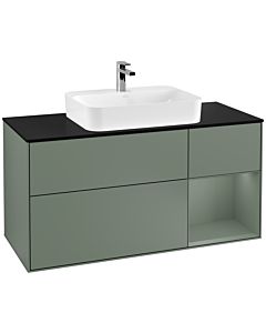 Villeroy und Boch Finion Villeroy und Boch Finion F422GMGM 120cm, cover plate black matt, shelf on the right Olive Matt Lacquer , Olive Matt Lacquer