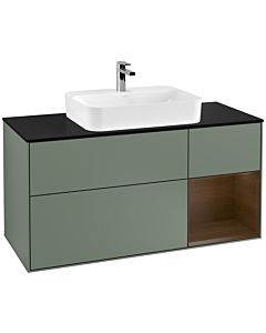 Villeroy und Boch Finion Villeroy und Boch Finion F422GNGM 120cm, cover plate black matt, shelf on the right Olive Matt Lacquer veneer, Olive Matt Lacquer