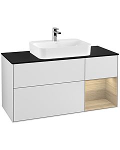 Villeroy und Boch Finion Villeroy und Boch Finion F422PCMT 120cm, cover plate black matt, shelf on the right Oak Veneer , white matt lacquer