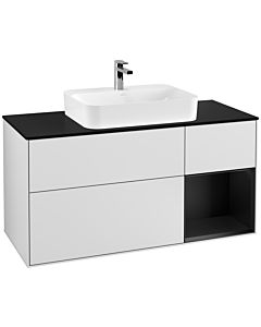 Villeroy und Boch Finion Villeroy und Boch Finion F422PDMT 120cm, cover plate black matt, shelf on the right black matt lacquer, white matt lacquer