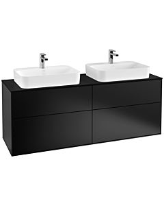 Villeroy und Boch Finion Waschtischunterschrank F43200PD 160x60,3cm, Abdeckplatte black matt, Black matt lacquer