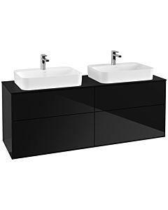 Villeroy und Boch Finion Waschtischunterschrank F43200PH 160x60,3cm, Abdeckplatte black matt, Glossy Black Lacquer