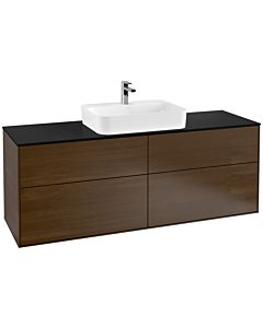 Villeroy und Boch Finion Waschtischunterschrank F44200GN 160x60,3cm, Abdeckplatte black matt, Walnut veneer
