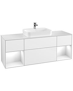 Villeroy und Boch Finion Waschtischunterschrank F451GFGF 160x60,3cm, Abdeckplatte white matt, Regale Glossy white lacquer, Glossy white lacquer