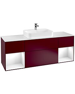 Villeroy und Boch Finion Villeroy und Boch F451GFHB 160x60,3cm, plaque de finition blanc mat, étagères laqué blanc brillant, Peony Matt