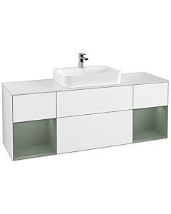 Villeroy und Boch Finion Villeroy und Boch Finion F451GMGF 160x60.3cm, cover plate white matt, shelves olive matt lacquer, glossy white lacquer