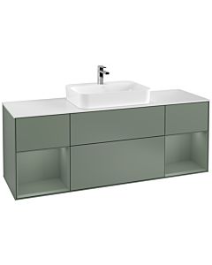 Villeroy und Boch Finion Waschtischunterschrank F451GMGM 160x60,3cm, Abdeckplatte white matt, Regale Olive matt lacquer, Olive Matt Lacquer