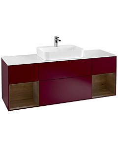 Villeroy und Boch Finion Waschtischunterschrank F451GNHB 160x60,3cm, Abdeckplatte white matt, Regale Walnut veneer, Peony Matt