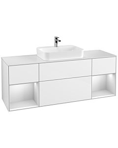 Villeroy und Boch Finion Waschtischunterschrank F451MTGF 160x60,3cm, Abdeckplatte white matt, Regale White matt lacquer, Glossy white lacquer