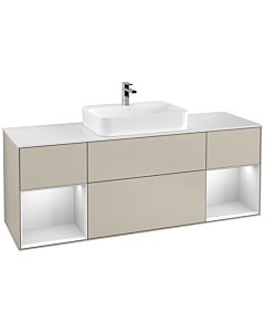 Villeroy und Boch Finion Villeroy und Boch F451MTHH 160x60,3cm, plaque de finition blanc mat, étagères laqué blanc mat, Sand Matt Lacquer