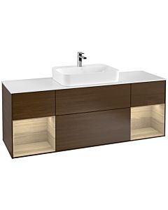 Villeroy und Boch Finion Waschtischunterschrank F451PCGN 160x60,3cm, Abdeckplatte white matt, Regale Oak Veneer, Walnut veneer