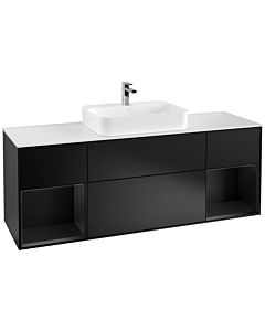 Villeroy und Boch Finion Waschtischunterschrank F451PDPD 160x60,3cm, Abdeckplatte white matt, Regale Black matt lacquer, Black matt lacquer