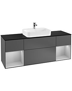 Villeroy und Boch Finion Villeroy und Boch Finion F452GJGK 160x60.3cm, cover plate black matt, shelves light gray matt lacquer, anthracite matt