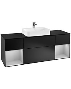 Villeroy und Boch Finion Waschtischunterschrank F452GJPD 160x60,3cm, Abdeckplatte black matt, Regale Light grey matt lacquer, Black matt lacquer