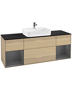 Villeroy und Boch Finion Villeroy und Boch Finion F452GKPC 160x60.3cm, cover plate black matt, shelves anthracite matt lacquer, Oak Veneer