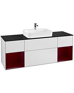 Villeroy und Boch Finion Villeroy und Boch Finion F452HBMT 160x60.3cm, cover plate black matt, shelves Peony matt lacquer, white matt lacquer