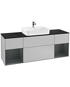 Villeroy und Boch Finion Villeroy und Boch Finion F452HGGJ 160x60.3cm, cover plate black matt, shelves midnight matt lacquer, light gray matt