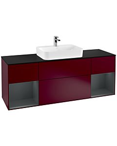 Villeroy und Boch Finion Villeroy und Boch Finion F452HGHB 160x60.3cm, cover plate black matt, shelves Midnight matt lacquer, Peony Matt