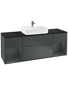 Villeroy und Boch Finion Waschtischunterschrank F452HGHG 160x60,3cm, Abdeckplatte black matt, Regale Midnight matt lacquer, Midnight Blue Matt Lacquer