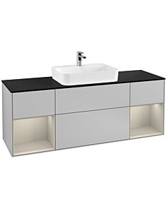 Villeroy und Boch Finion Villeroy und Boch Finion F452HHGJ 160x60.3cm, cover plate black matt, shelves sand matt lacquer, light gray matt