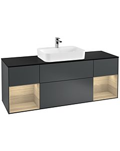Villeroy und Boch Finion Villeroy und Boch Finion F452PCHG 160x60.3cm, cover plate black matt, shelves Oak Veneer , midnight Blue Matt Lacquer
