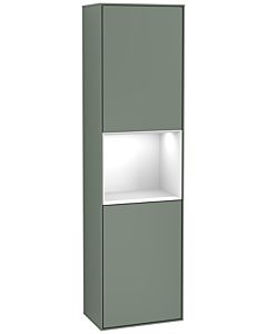 Villeroy und Boch Finion Hochschrank F460GFGM 41,8x151,6x27cm, links, Regal Glossy White Lacquer, Olive Matt Lacquer
