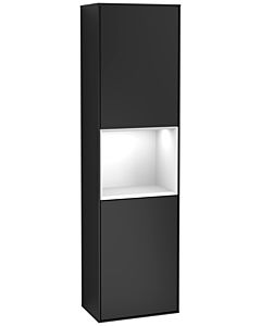 Villeroy und Boch armoire Finion F460GFPD 41.8x151.6x27cm, gauche, étagère laqué blanc brillant, laqué noir mat