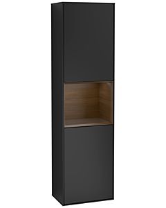 Villeroy und Boch Finion Hochschrank F460GNPD 41,8x151,6x27cm, links, Regal Walnut veneer, Black matt lacquer